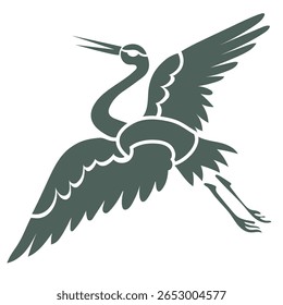 Print Illustration silhouette of a crane with spread wings. Vector illustration