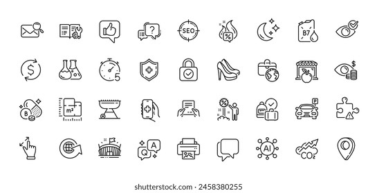 Print image, Global business and Receive file line icons pack. AI, Question and Answer, Map pin icons. Hot offer, Check eye, Engineering documentation web icon. Vector