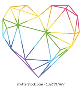 Print Infinity Geometry Heart With Rainbow Decoration. Vector Illustration.