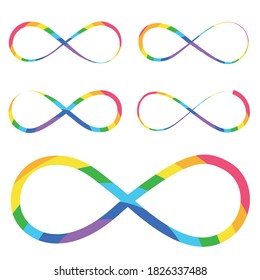Print Infinity Set With Rainbow Decoration. Vector Illustration.