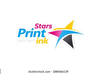 Print ink stars logo colored star cmyk color