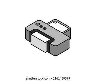 Print isometric design icon. Vector web illustration. 3d colorful concept