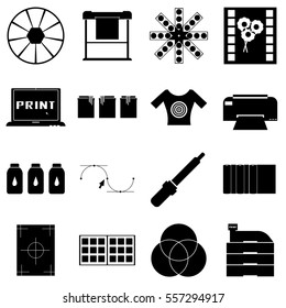 Print items icons set. Simple illustration of 16 print items vector icons for web