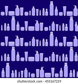 print of the jars of cosmetics. a tube of cream. bottle with lotion. Skin Care.