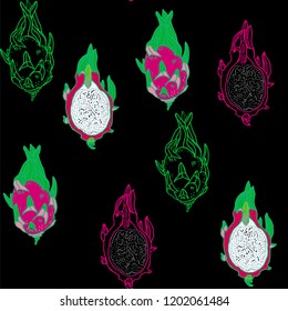 Print with juicy dragon fruits.
