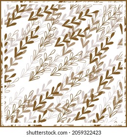 Print for kerchief, bandana, scarf, handkerchief, shawl, neck scarf. Squared pattern with ornament for fabric, textile, silk products. Paisley vector with abstract leaves. Floral folk tracery.