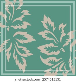 Print for kerchief, bandana, scarf, handkerchief, shawl, neck scarf. Squared pattern with ornament for fabric, textile, silk products. Paisley vector with abstract flowers. Floral folk tracery.