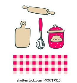 Print with of kitchen doodle sketch