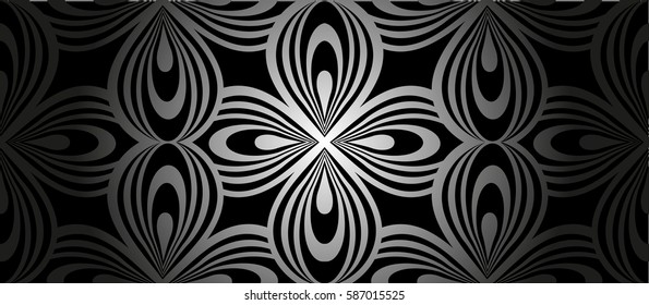 Print linear ornament black-white
