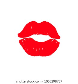 Print of lips kiss vector background