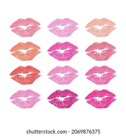 Impresión de los labios besar fondo vectorial. Opciones de color