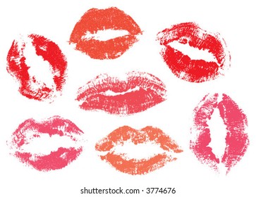 Print of lips, kiss, vector illustration