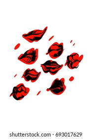 Print of lips kiss. Vector illustration
