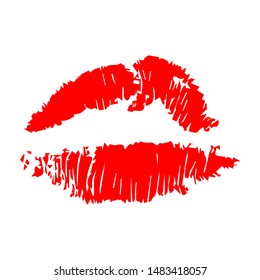 Print of lips kiss vector isolated background