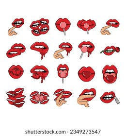 
Print lips kissing vector background