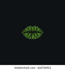 Print lips from leaves. Creative logo for your company or print for T-shirt.
