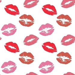 Print Of Lips Seamless Pattern. Vector Illustration