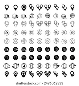 Print Location and web icons set.  Location and web vector icons set design.