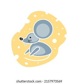 print logo mouse and cheese icon vector illustration