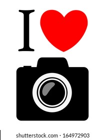 print I love photography. vector illustration background 