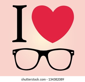 print I love sunglasses vector illustration background