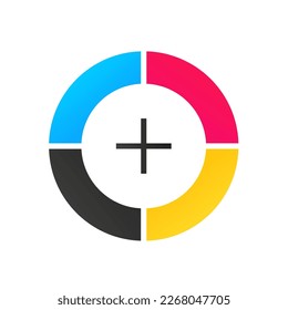 Print mark calibration collection cmyk calibration. Cmyk logo template service print typography. Mixed spectrum graph. Vector illustration