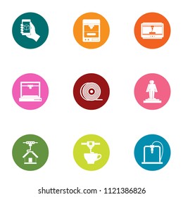Print material icons set. Flat set of 9 print material vector icons for web isolated on white background
