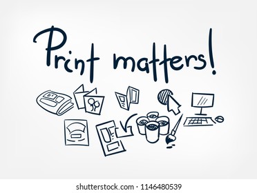 print matters doodle vector hand drawn word lettering simple