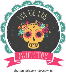 print - mexican sugar skull, day of the dead poster