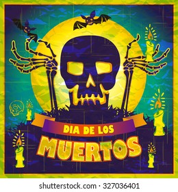 print - Mexican sugar skull, day of the dead poster art