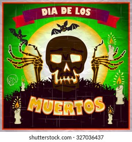 print - Mexican sugar skull, day of the dead poster art