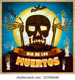 print - Mexican sugar skull, day of the dead poster art