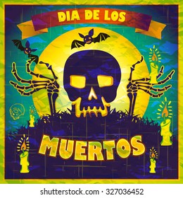 print - Mexican sugar skull, day of the dead poster art