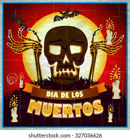 print - Mexican sugar skull, day of the dead poster art