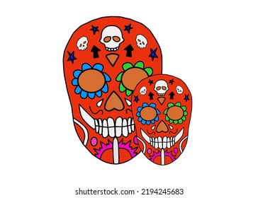 Print mexican traditional skull with ornament.