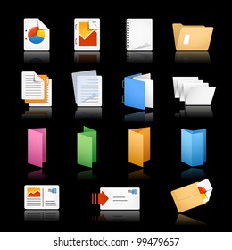 Print & Office Icons / / Black Background