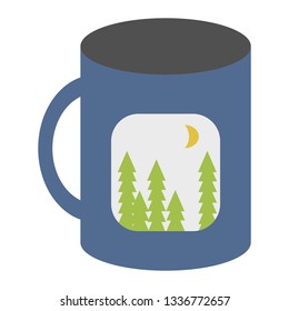 Print on demand concept of coffee cup with a photo printed on it in vector