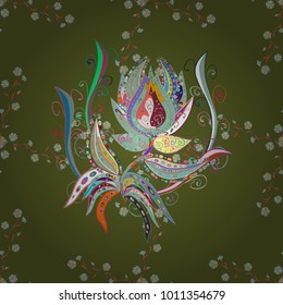 For print on fabric, textiles, wallpaper. Cute floral pattern with buds flowers. Vintage retro style. Seamless background. Vector. Vector illustration.