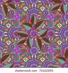 For print on fabric, textiles, wallpaper. Vector illustration. Seamless background. Vector. Cute floral pattern with buds flowers. Vintage retro style.