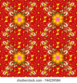 For print on fabric, textiles, wallpaper. Seamless background. Vector. Vintage retro style. Vector illustration. Cute floral pattern with buds flowers.