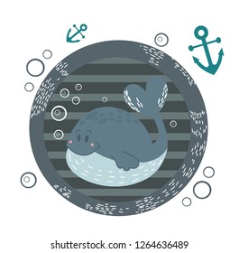print on the marine theme with decorative fish