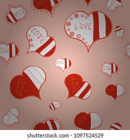 To print on tissue paper, to web design. Sketch designed loves heart. Love design with different elements. Vector illustration. Cute and nice little hearts in seamless pattern.