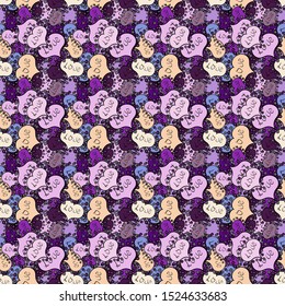 To print on tissue paper, to web design. Vector illustration. Love design with different elements. Cute and nice little hearts in seamless pattern. Sketch designed loves heart.