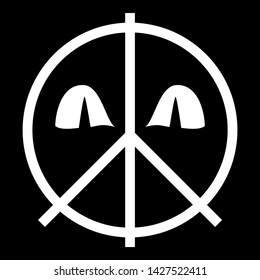 Print on a t-shirt or bag. Sinister eyes in the background emblem of pacifism