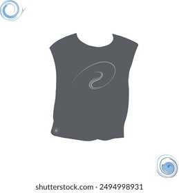 Print on T-shirt, bag, tile. Logo. Smooth line drawing, movement sign. Stylized snail, waves, dog's head.
