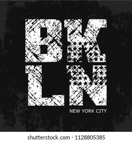 print on t-shirt, print on brooklyn theme, vintage design for clothes, vector image, flat style, grunge design, typography, original wear, sportswear, souvenir products, poster postcard