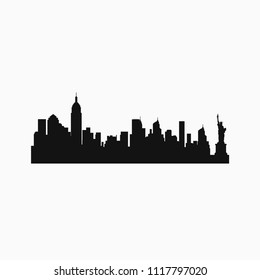 print on t-shirt, city silhouette new york, famous city america, flat style, vector design template