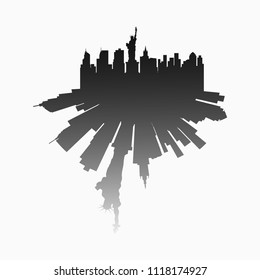 print on t-shirt, city silhouette new york, famous city america, flat style, vector design template