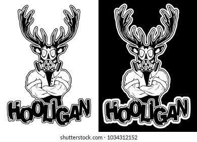 print on a T-shirt "hooligan" depicting a deer