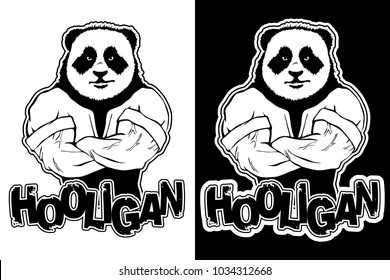 print on T-shirt "hooligan" with a panda image